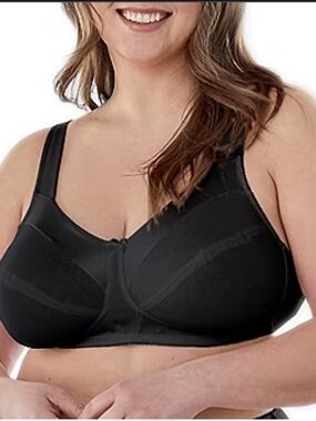 Bestform Black Everyday Support Satin Trim Wireless Cotton Bra 44C New!